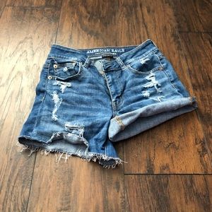 american eagle ripped jean shorts